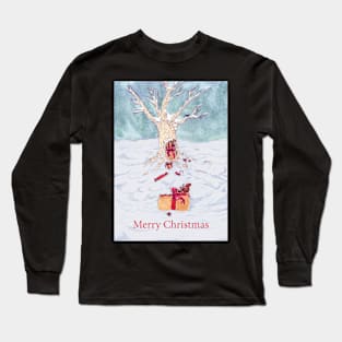 Woodland creatures + Merry Christmas Long Sleeve T-Shirt